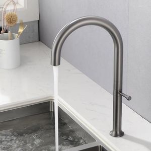 Kitchen Faucets Nickel/Gun Grey/Brushed Gold Sink Faucet 304 Stainless Steel 360 Degree Swivel Single Handle Basin Taps