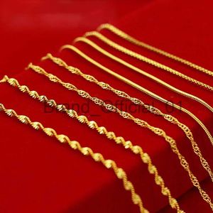 Numbowan 2022 New 24K Gold Necklace 45cm Box Chain/Water Ripple/Single Water Rippleネックレス