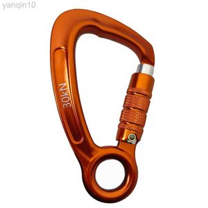 Rock Protection 30kn Triple Locking Aluminium Carabiner Offset med en fångad öga HKD230810