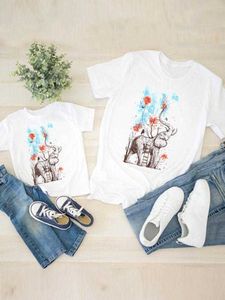 Family Matching Outfits Women Child Kid Elephant Watercolor 90s Clothing Boy Girl Summer Family Matching Outfits Mom Mama Mother Tee T-shirt Clothes