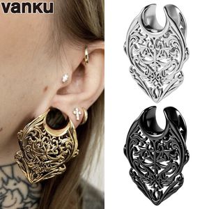 Labret Lip Piercing Jewelry Vanku 2PCS Fashion Hypoallergenic Stainless Steel Hollow Saddle Ear Tunnel Plugs Expander Stretchers Body 230809