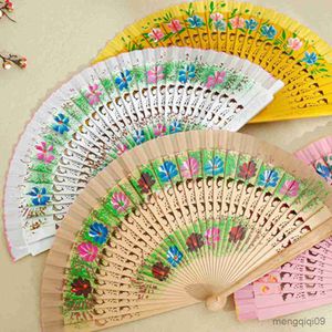Chinese Style Products Spanish Double-sided Painted Pure Wood Folding Fan Dance Party Handheld Fan Classical Home Decoration Craft Gift Party Supplies R230810
