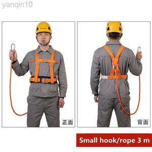 Rock Protection 3m Safety Belt Anti-fall High Altitude Work Construction Wear-resistant Safety Rope Belts Set for Electrician Outdoor Climbing HKD230810