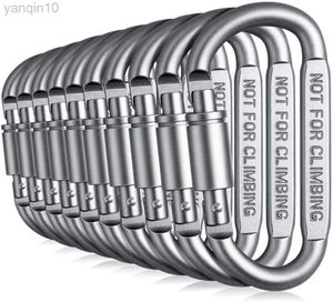 Ochrona rocka 10 Pack Blocking Carabiner Clip Spring Aluminium D Pierścień Lekki do kempingu na świeżym powietrzu Organizowanie klęski kluczy Blokada HKD230810