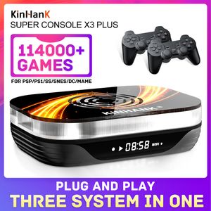 ポータブルゲームプレーヤーKinhank Super Console X3プラスレトロビデオゲームコンソールPSPPS1SSN64DC用の117000のクラシックゲームを備えた330809の3つのシステム