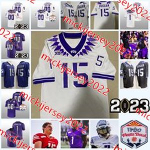 TCU Boynuzlu Kurbağalar Futbol Forması 26 Grant Tisdale 24 Avery Helm 91 Tymon Mitchell 18 Ish Burdine TCU Formaları Özel Dikişli Erkek Gençlik