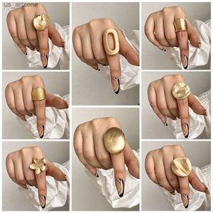 ALLYES Irregular Chunky Gold Silver Color Rings for Women Men Personality Elastic Rope Adjustable Finger Ring Fashion Jewelry L230620