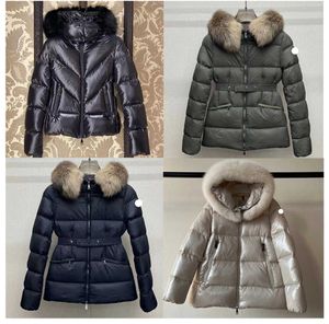 Luxury designer New women down parkas mid length embroidered badge with hat fur collar thickened for warmth slim fit jacket Winter jacket