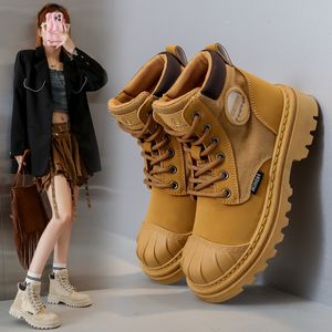 Women's High Top Boots Leather Shoes Fashion Motorcycle Ankle Army Boots Ladies Winter Boots Lace Up Botas Hombre