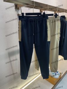 xinxinbuy män kvinnor designer pant pläd etikett ficka panelen vår sommar casual byxor brev svart khaki xs-l