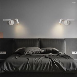 Lampada da parete per interni camera da letto letto testata braccio regolabile lettura luci notturne interruttore a bilanciere lampadina di ricambio E27