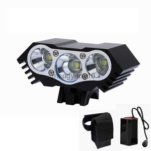 Bisiklet Işıkları Süper Parlak Bisiklet Ön Işık 3XT6 LED Dış Mekan Mtb Yol Bisiklet Far Su Geçirmez Pil Paketi ile Güvenli Bisiklet Lambası BC0533 HKD230810