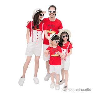 Family Matching Outfits Summer Family Matching Outfits Mother Daughter Dad and Son Matching Cotton T-shirt Shorts Family Look Matching Couple Outfits R230810