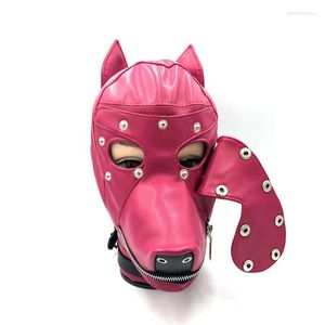 Berretti Fashion Cool Full Face regolabile in ecopelle Bondage Hood Blindfold Mask per Halloween War Game Cosplay CS Player Headgear