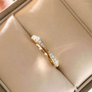 Fedi nuziali CAOSHI Chic Color oro Anello con zirconi brillanti Fascia femminile Accessori eleganti Gioielli da sposa alla moda