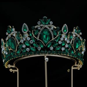 Bröllopshårsmycken Diezi Barock Green Bue Red Crystal Tiara Crown For Women Girls Vintage Bridal Dress Accessories 230809