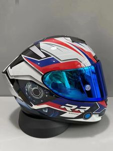 الوجه الكامل Shoei X14 الأزرق BM دراجة نارية خوذة مضادة لضادة الزبدة رجل ركوب السيارات Motocross سباق الدراجات النارية خوذة-لا جدوى من الأصلي