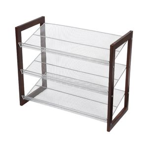 Storage Boxes Bins Organize It All 3 Tier Mesh Shelf Shoe Rack in Espresso shoe storage rack shoes organizer 230810