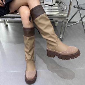 Stivali al di fuori della piattaforma di moda Boot y Fondo elastico Botas Piega impermeabile da cucire Donna KneeHigh Long Rain Botines 230809