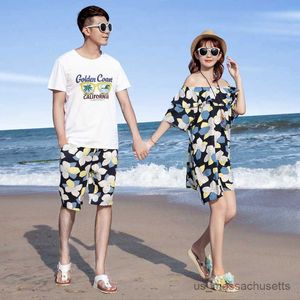 Familjsmatchande kläder Familj Matchande kläder Mamma Dotter Summer Beach Dresses Dad Son Cottont-Shirts Shorts Holida Par Lovers Clothing R230810