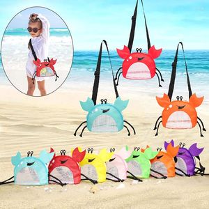 Сумки для хранения 1pc милые детские крабы форма пляжная сумка девочки открытые сетчатые детские игрушки портативный песок