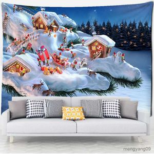 Tapestries Christmas Snowman Tapestry Wall Hanging Santa Claus Bohemian Gifts Hippie Festive Atmosphere Home Decor R230810