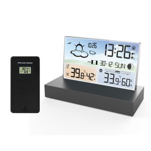 Instrumentos de temperatura Transparente Estação meteorológica Tela colorida de vidro Termômetro Higrômetro Monitor digital de temperatura e umidade Previsão do tempo 230809