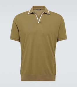 Men Polo T Shirts Summer Loro Piana Clothing Casual Polos Shirt Short Sleeve Tshirt Green