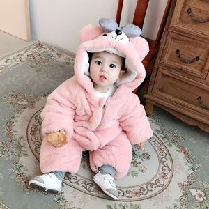 Cosplay Cute Plush Bear Baby Rompers Toddler Girl Overall Jumpsuit Autumn Winter Hooded Zipper Boys Infant Crawling Clothing TZ484 230810