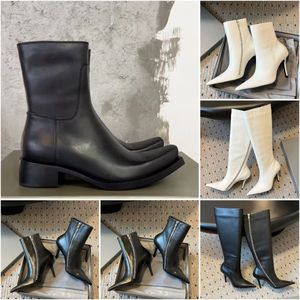 Women Witch 110 mm BOOT SPRINT STYPIN STYNY BLAKI Błyskawiczne miękkie buty do zapinane na zamek błyskawiczne luksusowy projektant Santiago bootie matowe cielęcie skórzane buty Chelsea Rozmiar 35-40