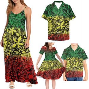 Family Matching Outfits Tribal Couple Clothing For Samoan Summer Party Mommy And Me Family Matching Outfits-Blue