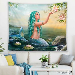 Tapestries F G Mermaid Tapestry Living Room Bedroom Decoration Tapestry Hippie Art Wall Hanging Mattress Studio Room Home Decor R230810