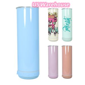 US Warehouse 20oz Sublimation Macaron Bluetooth Speaker Tumbler Double Wall Smart Wireless Speaker Music Tumblers شخصية هدية Z10