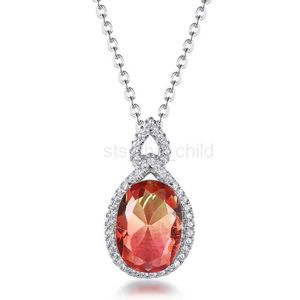 Pendant Necklaces Fashion Tourmaline Pendant Necklace Jewelry For Women Gemstone CZ Zircoia S925 Pure Silver Unique Wedding Jewelry Gifts