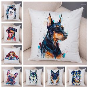 Almofada decorativa almofada 50 estilo linda tinta aquarela capa para cachorro de estimação decoração animal fronha capa de almofada de pelúcia macia para sofá de carro 262L