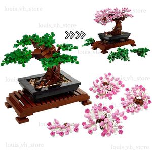 BONSAI TREE FIT 10281 Flower Bouquet Perpetual 3D Building Block Set Bricks Model Home Decoration Plant Potted Toy LD Gift T230810