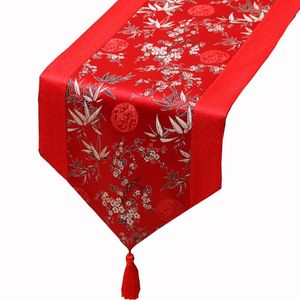 150 x 33 cm kort lång bambu Silk Satin Table Runner Home Decoration Damask kaffebord trasa rektangulär julbord mats318j