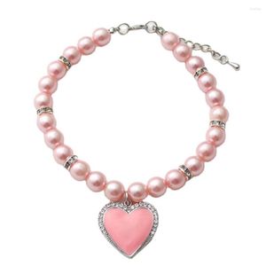 Собачья одежда xksrwe Cat Pearls Ожерелье воротниц с Bling Heart Charm Acevelry Jewelry Accessory Регулируемые ручной работы ручной работы