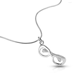Цепи Ziqiudies925 Серебряные серебряные хипстерские очки длинное ожерелье Мода Мужские и женские аксессуары