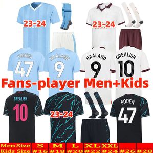 23 24 HAALAND FUSSBALLJERSEYS MANS CITIES FINAL ISTANBUL KIT MAHREZ GREALISH DE BRUYNE FODEN Fußballtrikot Kinder 2023 2024 J.aarez MANCHESTE