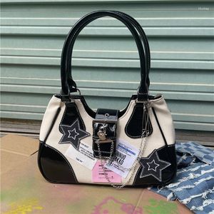 Evening Bags Cool Y2k Girls Shoulder Fashion Design Star Women's Chain Underarm Bag Retro Patchwork Female Tote Handbags Purse