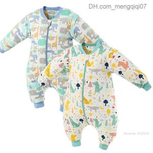 Pyjamas baby sovsäck vinter tjocka ben varm tråd långa ärmar baby sovväska nyfödda bärbara sängkläder z230810