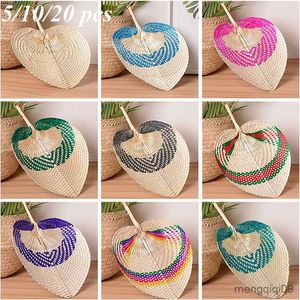 Chinese Style Products 5/10/20pcs Decoration Crafts Fans Handmade Peach-shaped Bamboo Woven Fan Summer Cooling Colored Hand Fans For Home Wedding Decor R230810