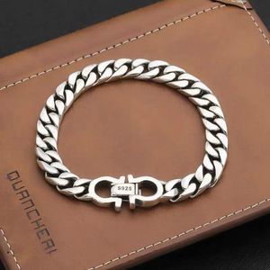 Charm Armband S925 Thai Silver European och American Fashion Alphabet Silver Armband Punk Men's Hip Hop Woven Chain Par Birthday Present 230809