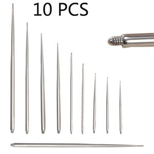 Labret Gioielli per piercing al labbro 10PCS G23 Dimensioni aghi 18g14g16g Asta per puntura dell'ago Inserimento conico esterno Filo Pin Stretch Kit Tool 230809