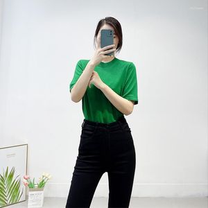 Women's Sweaters Wool Fashion Women Sweater Tees Short Sleeves Green Color Lady Jumpers Tops T-Shirt