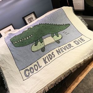 Одеяла зеленый бросок одеяло без скольжения, сшивающие буквы