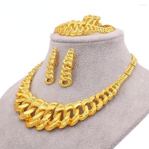 Necklace Earrings Set Jewelry For Women Brazilian Gold Colour Original Edition Design Luxury Earring Ring Bracelet 2023 Fashion Dubai
