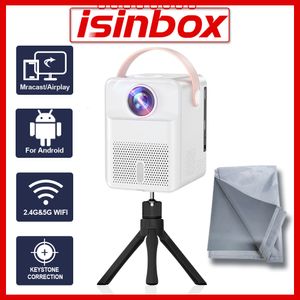 Projectors ISINBOX X8 Mini Portable Projector Home Theater Cinema 1280*720 1080P Video Projector Smart Android WiFi LED Beamer Projector 230809