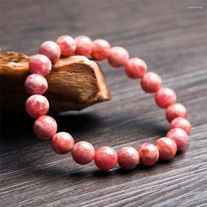 Strand All'ingrosso 9mm Genuine Red Natural Rhodochrosite Bracciale Donna Donna Stretch Perlina Rotonda Di Cristallo